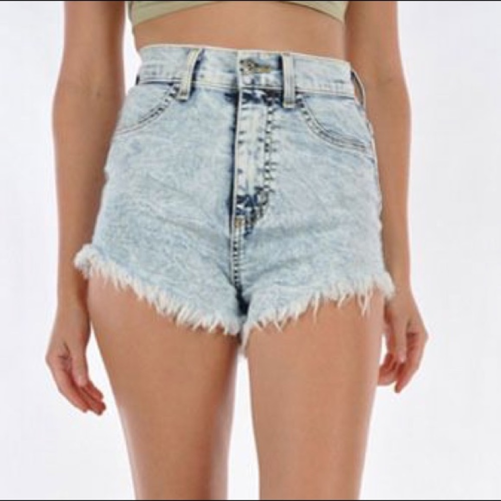Distressed High Waisted Cut Off Jean Booty Shorts